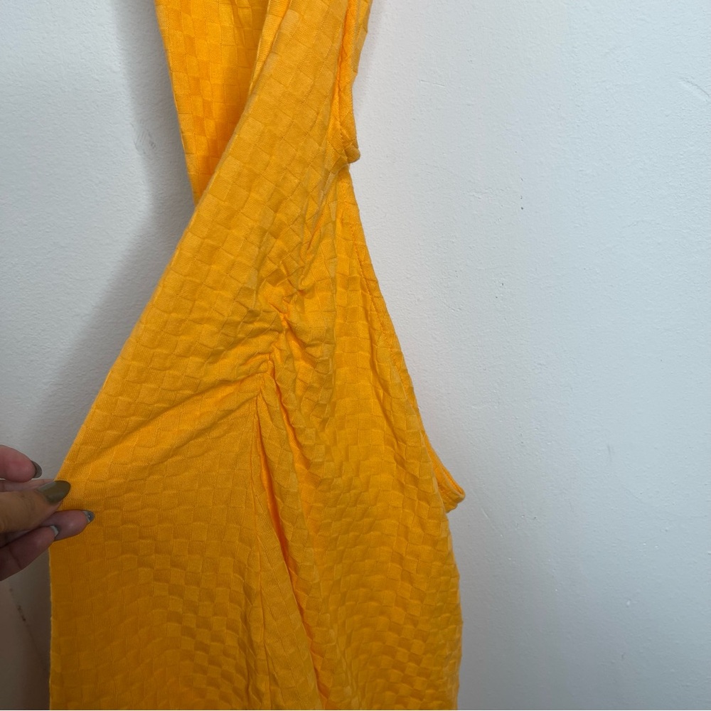Free People BEACH Evelyn Halter Orange Square Textured
Open Back Dress XL Y2K 90 - Picture 9 of 16